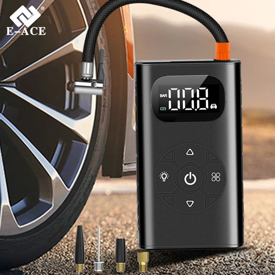 6000mAh Portable Wireless Car Air Compressor - 150 PSI Digital Inflator for Balls, Motorcycles, Bicycles, Boats, and Tires