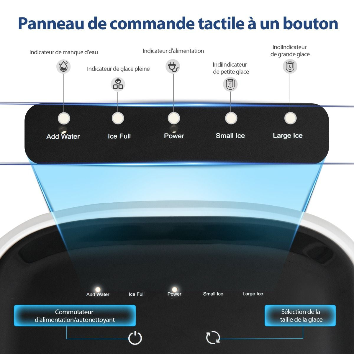 Machine À Glaçons De Comptoir Prêt En 6-8 Minutes Autonettoyant De 30 Minutes Petite Et Grande Taille De Glaçons